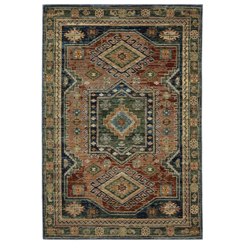 ORIENTAL WEAVERS Andorra 2442A Blue Southwestern Tribal Nylon Indoor Area Rectangle Rug (HBG54109)-HBG