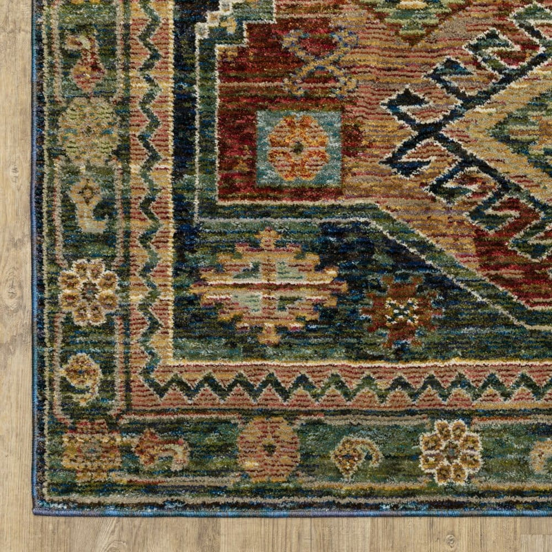 ORIENTAL WEAVERS Andorra 2442A Blue Southwestern Tribal Nylon Indoor Area Rectangle Rug (HBG54109)-HBG