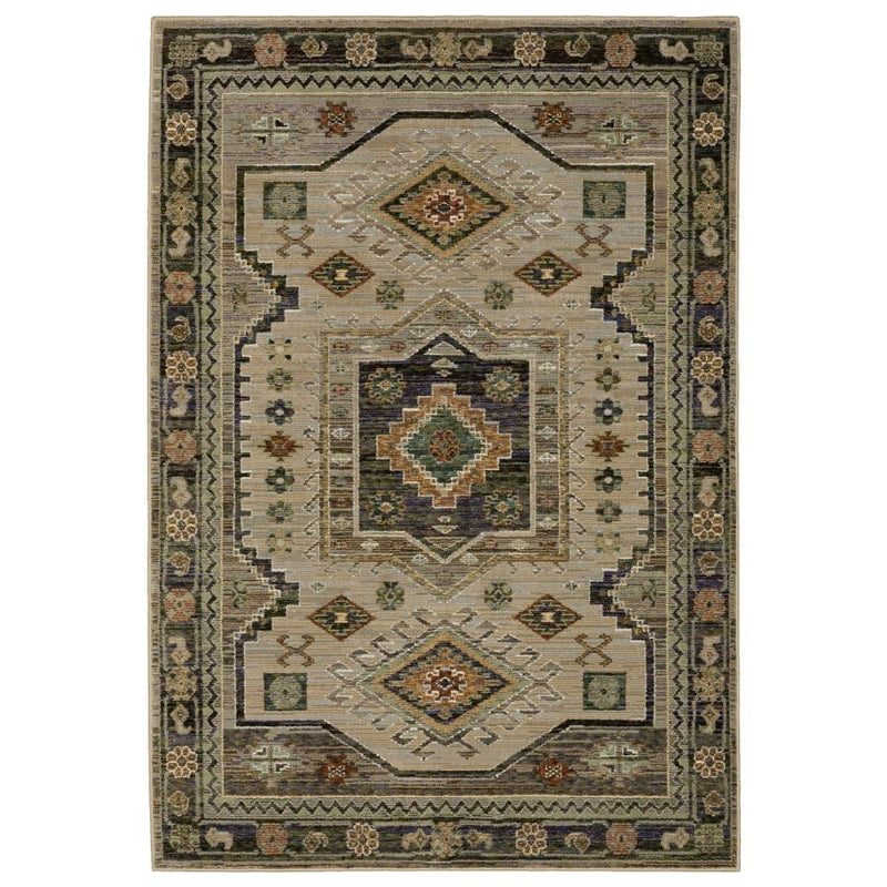 ORIENTAL WEAVERS Andorra 2442D Grey Bohemian Tribal Nylon Indoor Area Rectangle Rug (HBG17045)-HBG