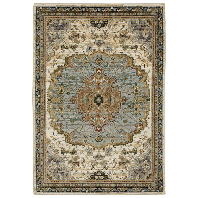 ORIENTAL WEAVERS Andorra 2451B Ivory Traditional Oriental Nylon Indoor Area Rectangle Rug (HBG56132)-HBG