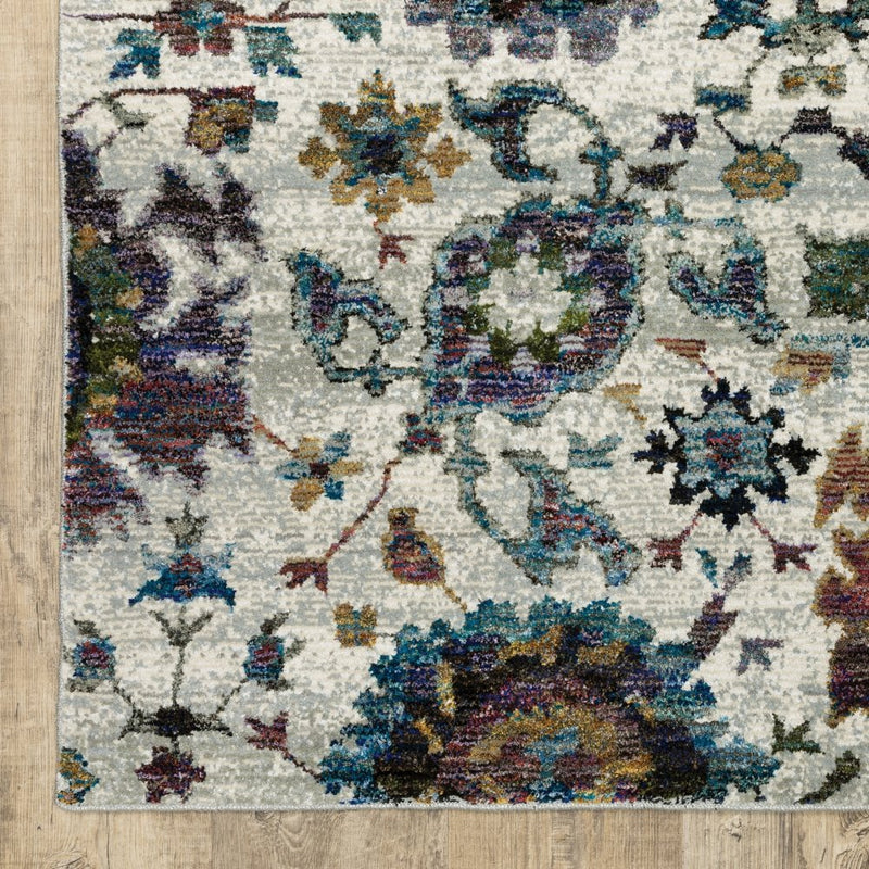 ORIENTAL WEAVERS Andorra 7129A Stone Bohemian Floral Nylon Indoor Area Rectangle Rug (HBG52812)-HBG