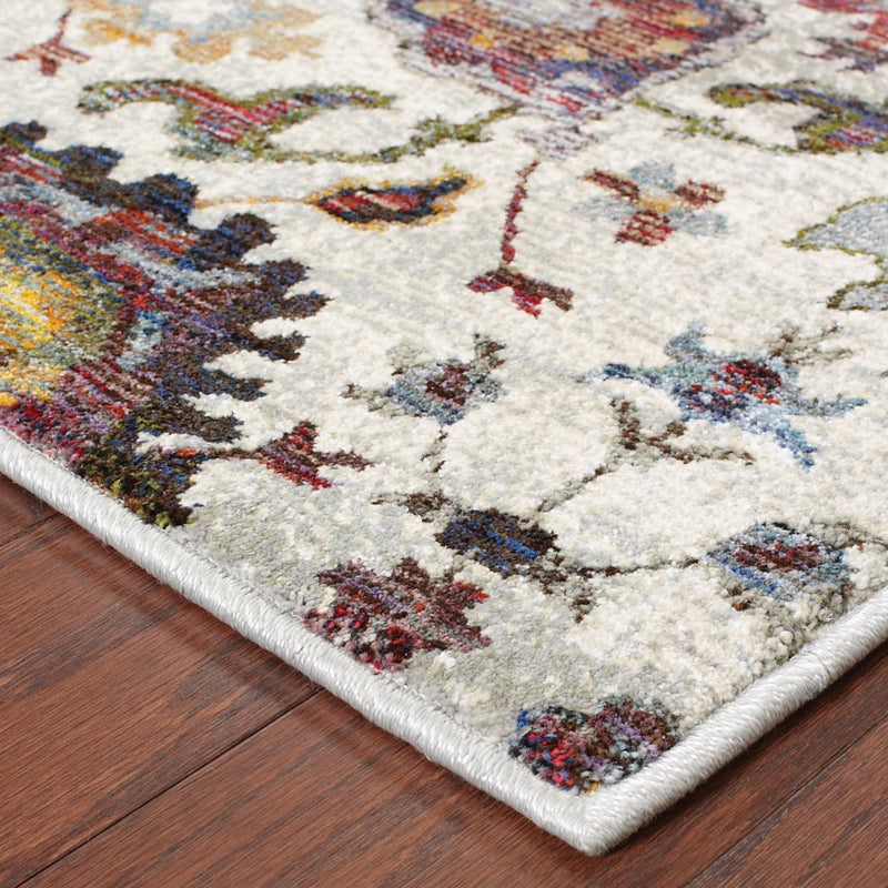 ORIENTAL WEAVERS Andorra 7129A Stone Bohemian Floral Nylon Indoor Area Rectangle Rug (HBG52812)-HBG