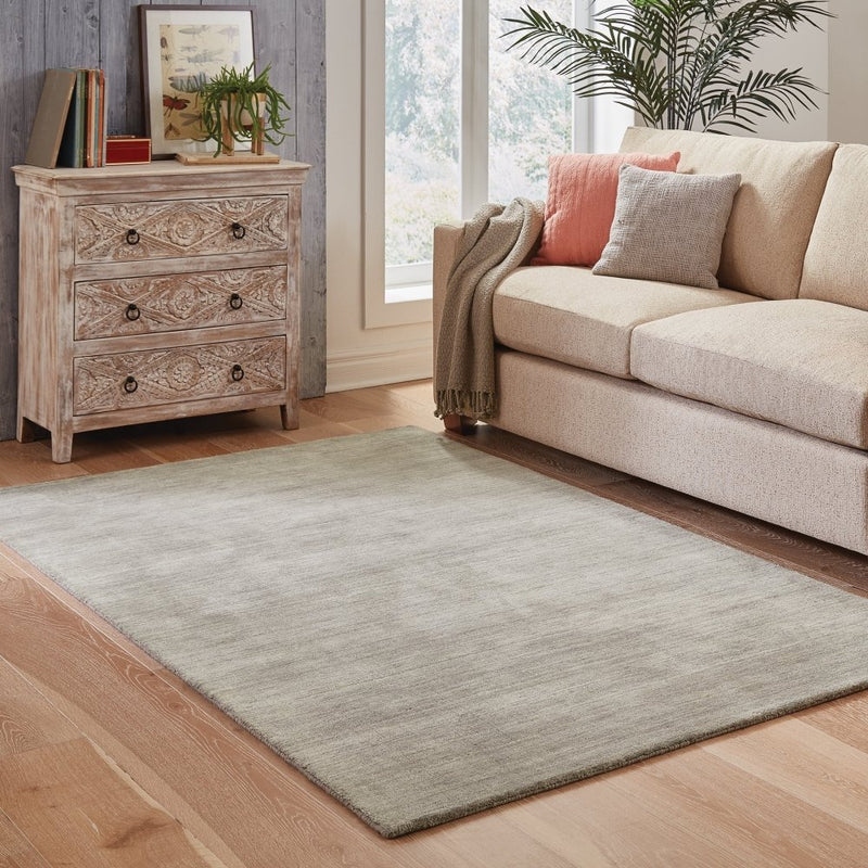 ORIENTAL WEAVERS Aniston 27108 Gray Modern Solid Wool Indoor Area Rectangle Rug (HBG16402)-HBG