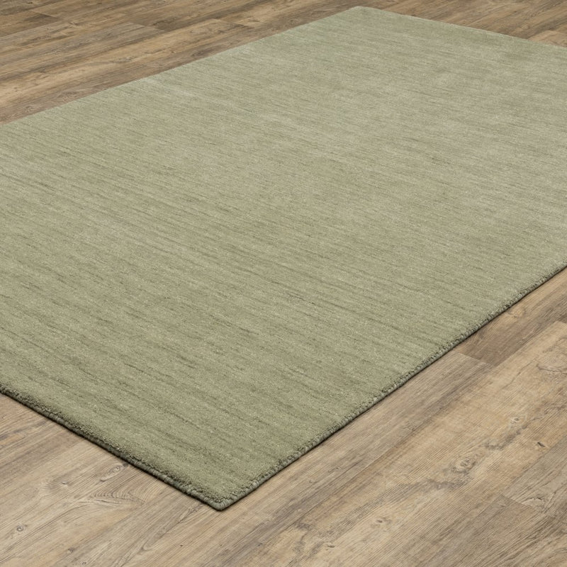 ORIENTAL WEAVERS Aniston 27120 Sage Opulent Modern Solid Wool Indoor Area Rectangle Rug (HBG51302)-HBG