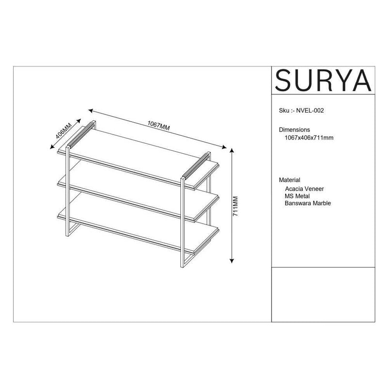 SURYA Novelle Bookcase With Top White Polished Marble, 42" (HBG38617)-HBG