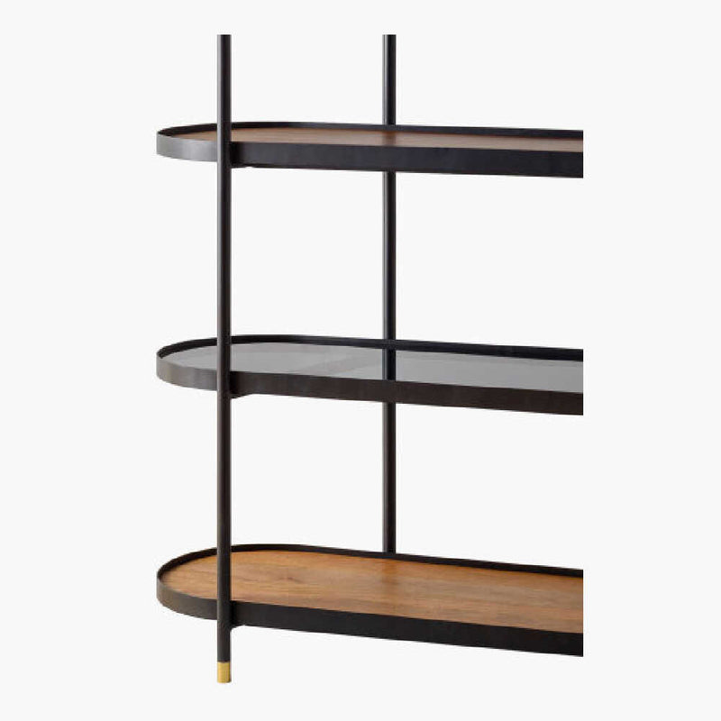 SURYA Pearson Bookcase With Top Dark Brown Stained Mango Wood And Black Tinted Glass, 18" (HBG92864)-HBG