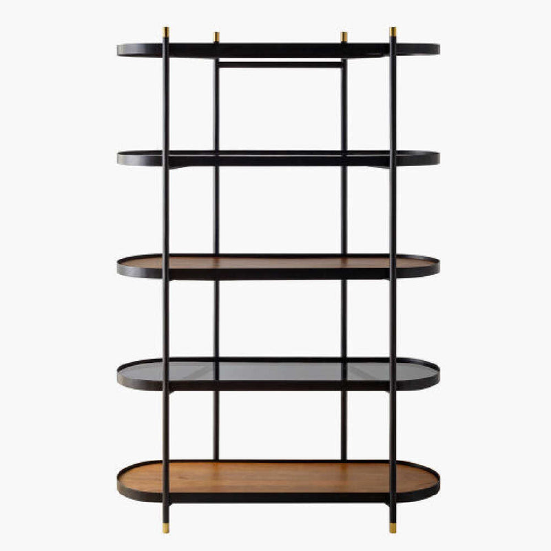 SURYA Pearson Bookcase With Top Dark Brown Stained Mango Wood And Black Tinted Glass, 18" (HBG92864)-HBG