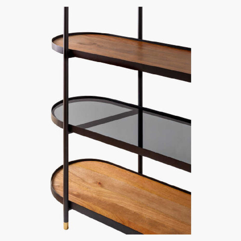 SURYA Pearson Bookcase With Top Dark Brown Stained Mango Wood And Black Tinted Glass, 18" (HBG92864)-HBG