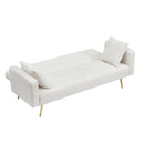 Teddy Fleece Beige Sofa Bed With 2 Throw Pillows, 72" (HBG73824)-HBG