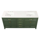 Traditional 72" Green Bathroom Solid Wood Cabinet Vanity Sink With Marble Top (HBG74925)-HBG