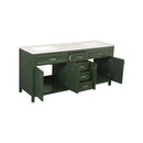 Traditional 72" Green Bathroom Solid Wood Cabinet Vanity Sink With Marble Top (HBG74925)-HBG