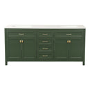 Traditional 72" Green Bathroom Solid Wood Cabinet Vanity Sink With Marble Top (HBG74925)-HBG