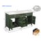 Traditional 72" Green Bathroom Solid Wood Cabinet Vanity Sink With Marble Top (HBG74925)-HBG