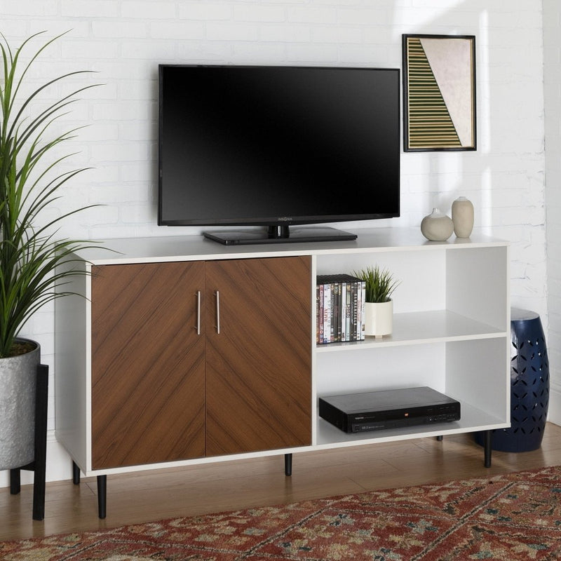 WALKER EDISON Bookmatch Hampton Asymmetrical Sideboard And Fits Up To 64" TV (HBG45678) - HBG