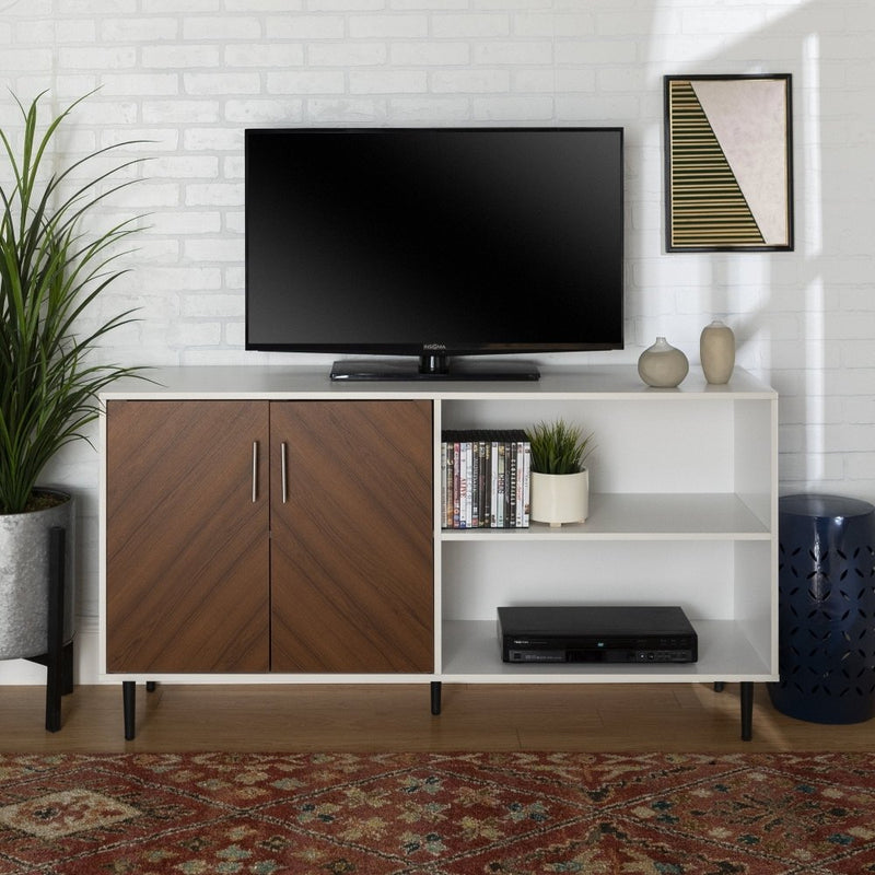 WALKER EDISON Bookmatch Hampton Asymmetrical Sideboard And Fits Up To 64" TV (HBG45678) - HBG