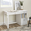 WALKER EDISON Classic Design White Writing Desk, Drop-Down Keyboard Tray And Ample Storage, 48" (HBG58943) - HBG