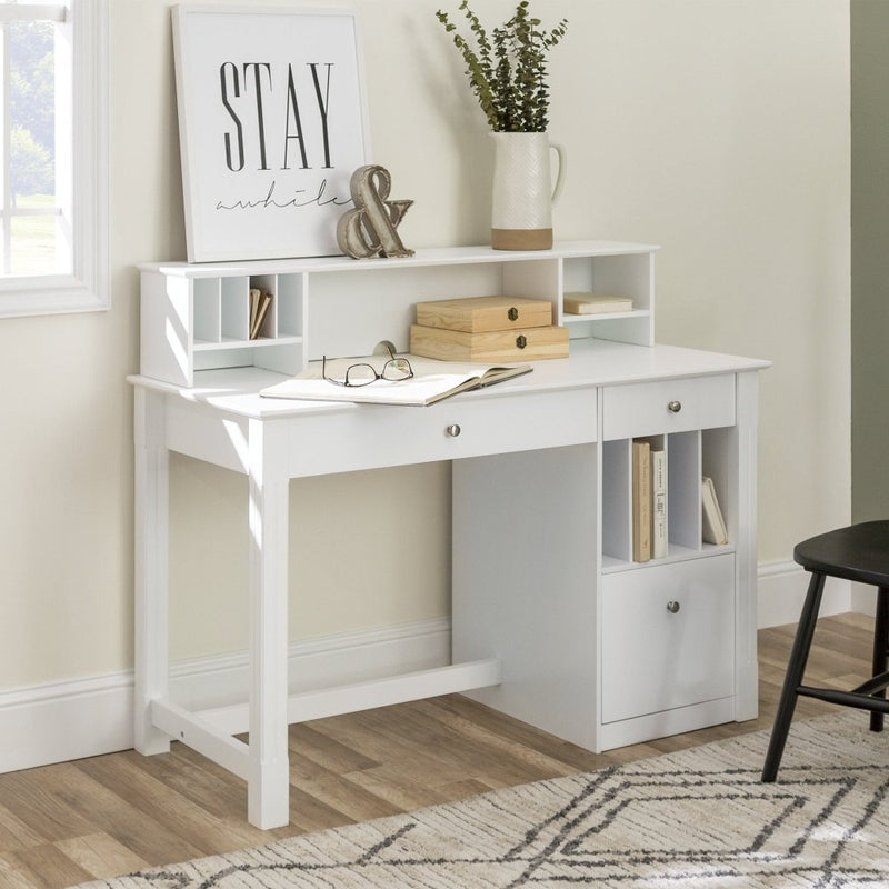 WALKER EDISON Elegant White Traditional Design Desk With Drop down Keyboard Tray (HBG9271) - HBG