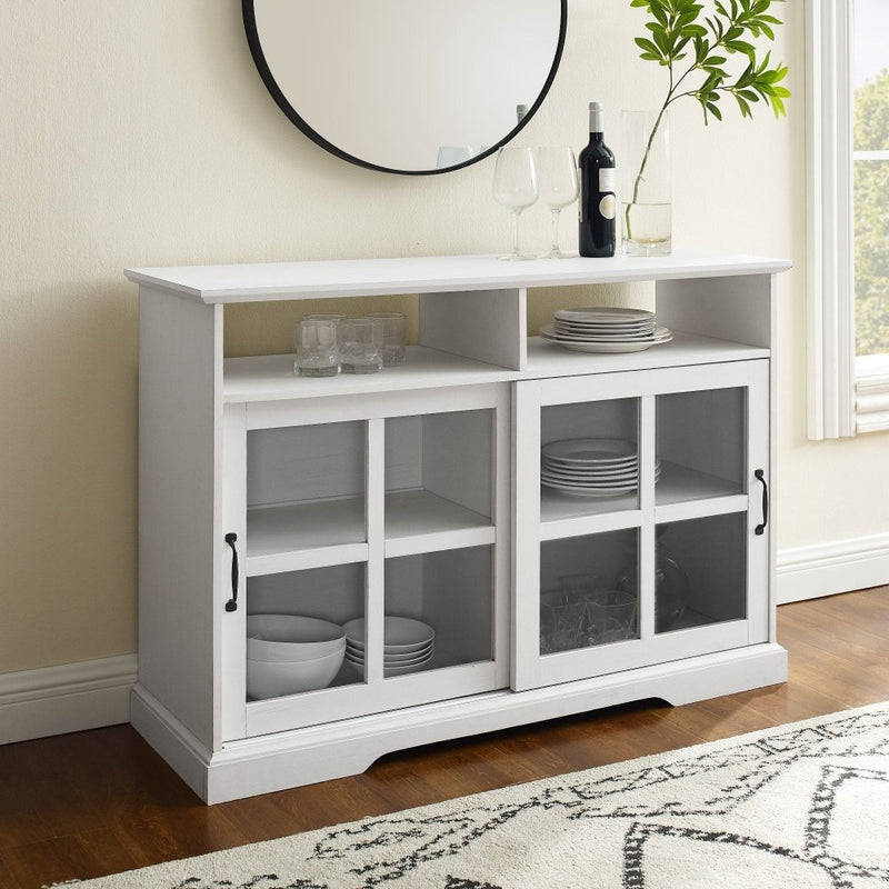 WALKER EDISON Farmhouse Sideboard With Sliding Glass Doors And Adjustable Shelves, 47.5" (HBG33345) - HBG