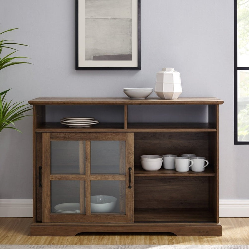 WALKER EDISON Farmhouse Sideboard With Sliding Glass Doors And Adjustable Shelves, 47.5" (HBG33345) - HBG