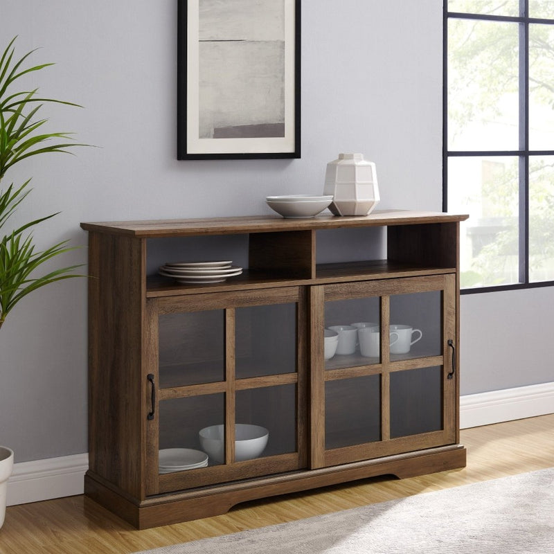 WALKER EDISON Farmhouse Sideboard With Sliding Glass Doors And Adjustable Shelves, 47.5" (HBG33345) - HBG