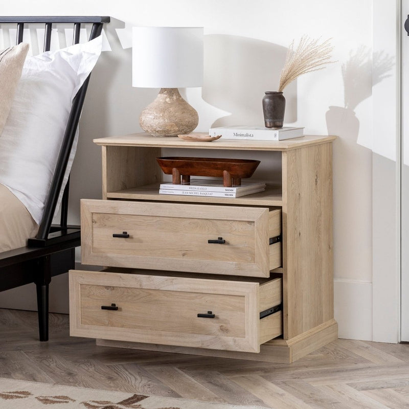 WALKER EDISON Luxurious Classic 2 Drawer Nightstand Nightstand With Elegant Side Table (HBG19034) - HBG