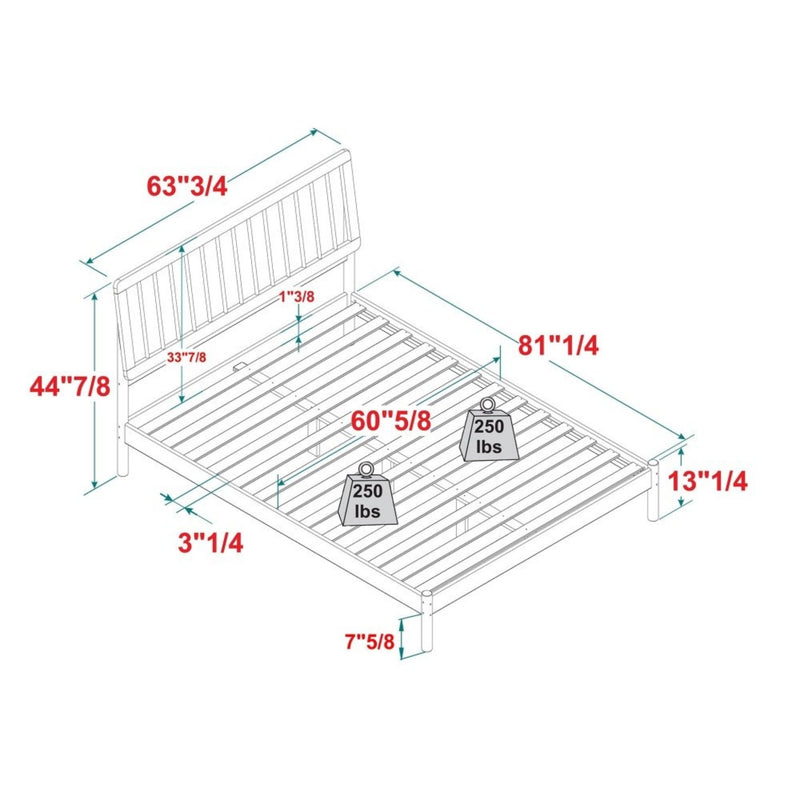 WALKER EDISON Majestic Modern Mid-Century Bed Frame With MDF Slats (HBG56432) - HBG