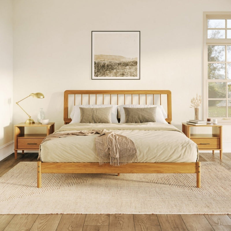 WALKER EDISON Majestic Modern Mid-Century Bed Frame With MDF Slats (HBG56432) - HBG