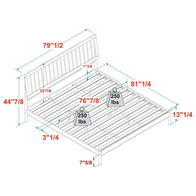 WALKER EDISON Majestic Modern Mid-Century Bed Frame With MDF Slats (HBG56432) - HBG