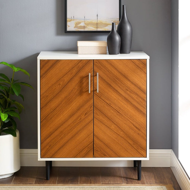 WALKER EDISON Mid-Century Accent Cabinet With Faux Bookmatch Doors And Adjustable Feet (HBG67891) - HBG