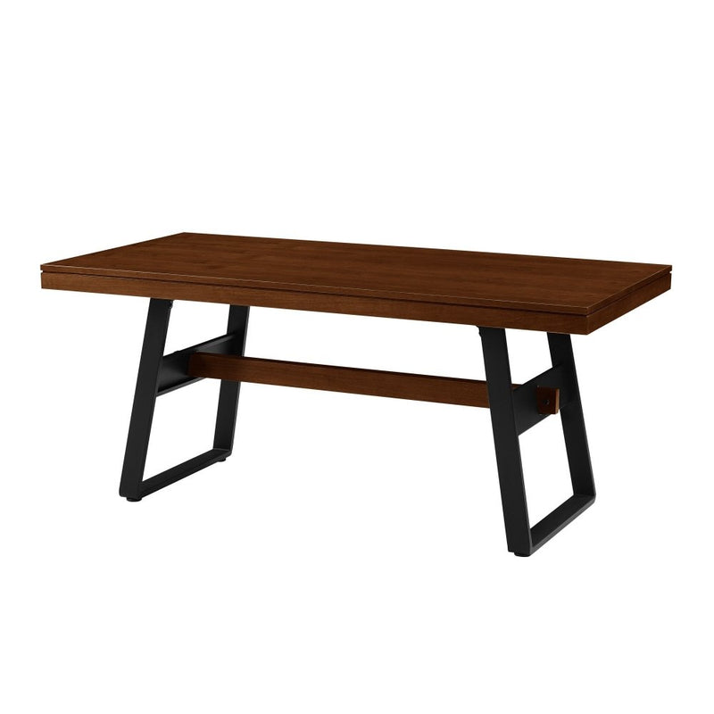 WALKER EDISON Minimalist Luxe Dark Walnut Industrial Bridge-Leg Dining Table , 69" (HBG89012) - HBG