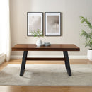 WALKER EDISON Minimalist Luxe Dark Walnut Industrial Bridge-Leg Dining Table , 69" (HBG89012) - HBG