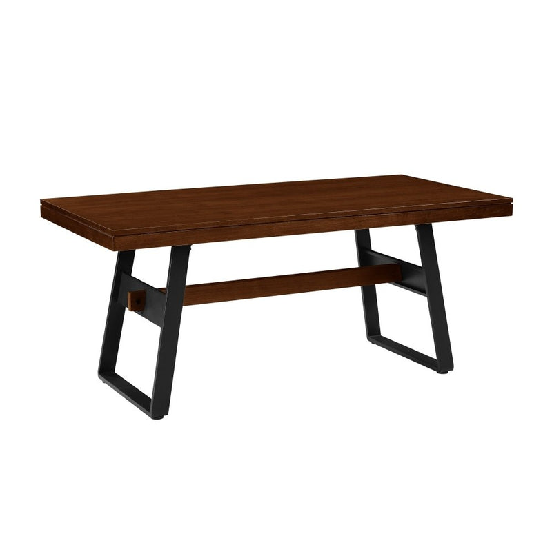 WALKER EDISON Minimalist Luxe Dark Walnut Industrial Bridge-Leg Dining Table , 69" (HBG89012) - HBG