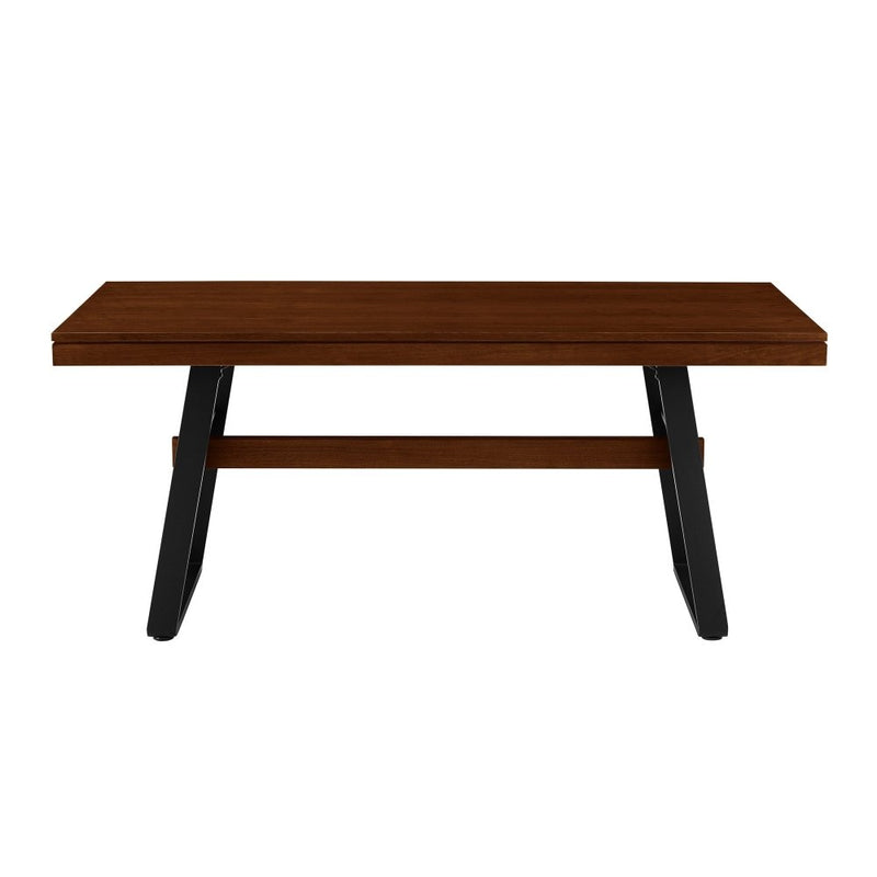 WALKER EDISON Minimalist Luxe Dark Walnut Industrial Bridge-Leg Dining Table , 69" (HBG89012) - HBG