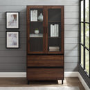 WALKER EDISON Modern Display Storage Hutch With Soft Close Doors And Smooth Drawer Glides (HBG10245) - HBG