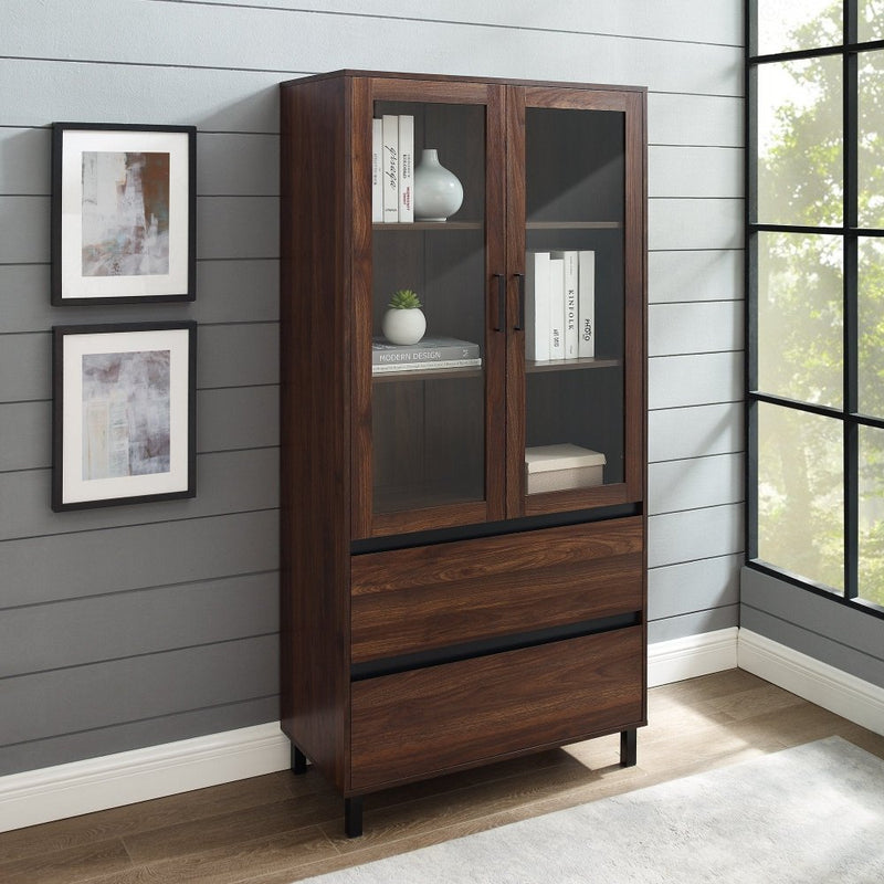 WALKER EDISON Modern Display Storage Hutch With Soft Close Doors And Smooth Drawer Glides (HBG10245) - HBG