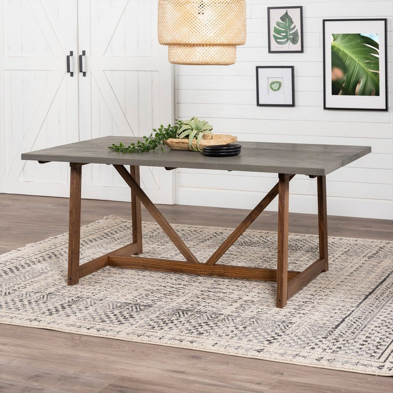 WALKER EDISON Sleek Modern Trestle Dining Table (HBG67893) - HBG