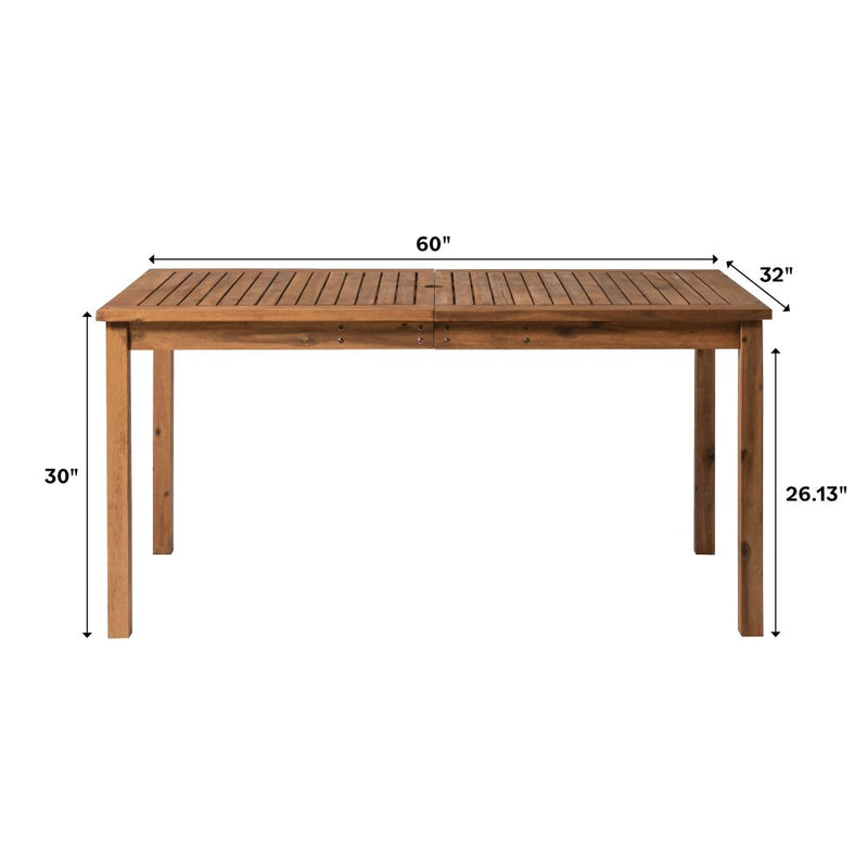 WALKER EDISON Stylish Crosswinds Acacia Wood Patio Dining Table (HBG34159)-HBG