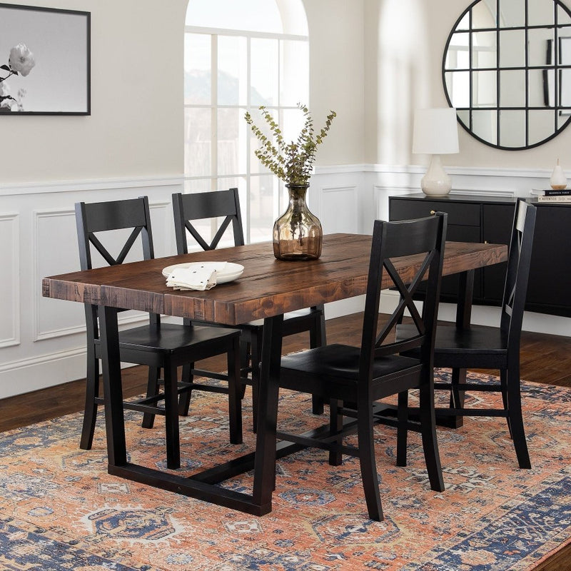 WALKER EDISON Timeless Farmhouse Dining Set With 5 Piece AndTwo Tone Finish (HBG89573) - HBG