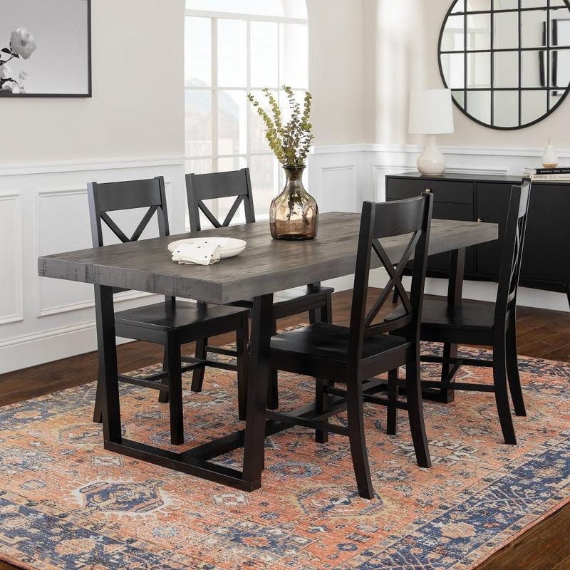 WALKER EDISON Timeless Farmhouse Dining Set With 5 Piece AndTwo Tone Finish (HBG89573) - HBG