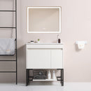 Sleek White Bathroom Vanity Cabinet With Shelf, 30" (HBG74317)