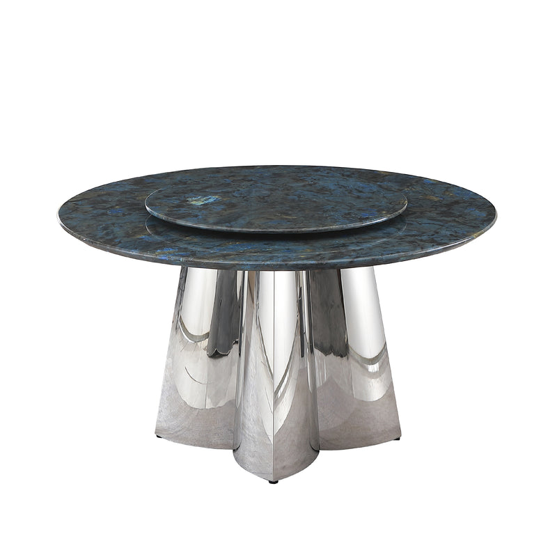 Large Sintered Stone Dining Table With Round Turntable, 53.3" (HBG21982)