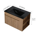 30" Modern Bathroom Vanity Set - Black Ceramic Basin with Adjustable Open Shelf (93146285) - HBG