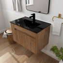 30" Modern Bathroom Vanity Set - Black Ceramic Basin with Adjustable Open Shelf (93146285) - HBG