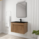 30" Modern Bathroom Vanity Set - Black Ceramic Basin with Adjustable Open Shelf (93146285) - HBG