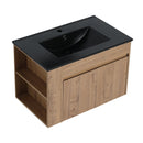 30" Modern Bathroom Vanity Set - Black Ceramic Basin with Adjustable Open Shelf (93146285) - HBG