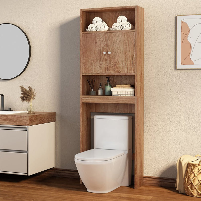 77" Wooden Over-The-Toilet Storage Cabinet - Bathroom Space Saver Shelf (91864253) - HBG