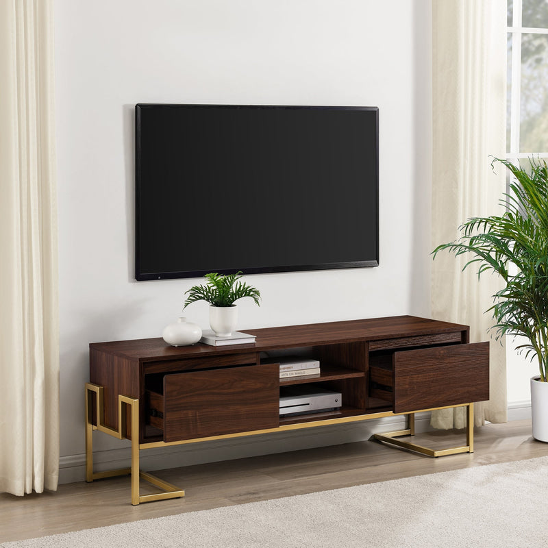 WALKER EDISON Modern TV Stand 2 Chamfered Top Drawers With Adjustable Shelving (HBG52817) - HBG