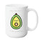 AVOCADO LOVE MUG - Premium Large White Round BPA-Free Cute Ceramic Coffee Tea Mug With C-Handle, 15OZ Front View