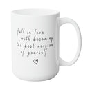 BEST VERSION GROWTH MUG - Premium Large White Round BPA-Free Cute Ceramic Coffee Tea Mug With C-Handle, 15OZ Front View