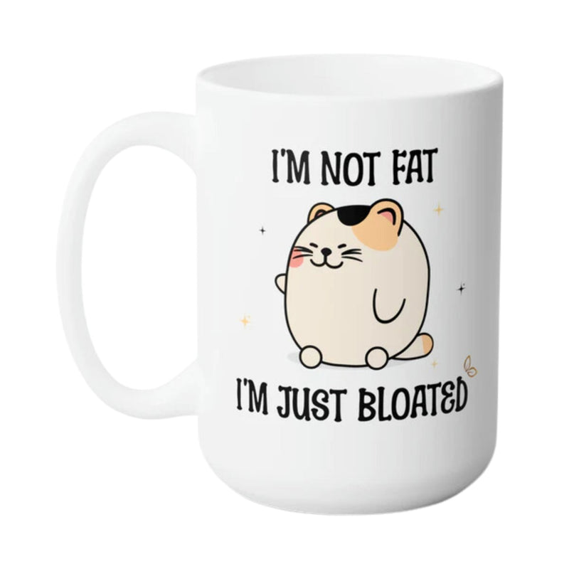 BLOATED FUNNY MUG - Premium Large White Round BPA-Free Ceramic Mug With C-Handle, 15OZ (0596391) - HBG